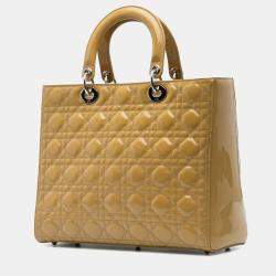 Dior Yellow Large Patent Cannage Lady Dior Bag