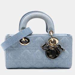 Dior Blue Denim Small Macrocannage Lady D-Joy Shoulder Bag