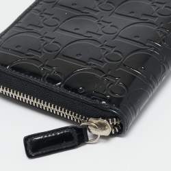 Dior Black Diorrisimo Patent Leather Zip Around Wallet