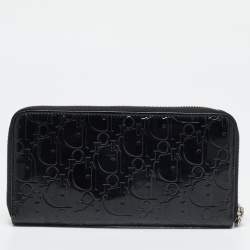 Dior Black Diorrisimo Patent Leather Zip Around Wallet