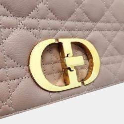 Dior Pink/Beige Leather Caro Small Shoulder Bag