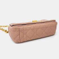 Dior Pink/Beige Leather Caro Small Shoulder Bag