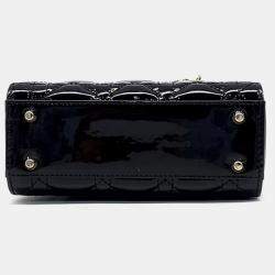 Pre Owned Dior Black Patent Leather Patent Cannage Lady Mini Bag
