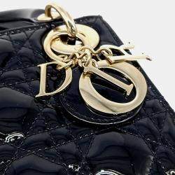 Pre Owned Dior Black Patent Leather Patent Cannage Lady Mini Bag