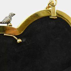Christian Dior Black Suede Heart Chain Shoulder Bag