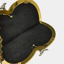 Christian Dior Black Suede Heart Chain Shoulder Bag