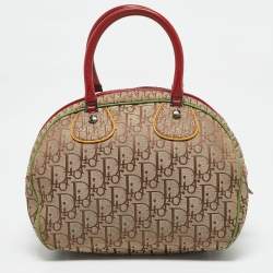 Pre Owned Dior Multicolor Oblique Canvas and Leather Trotter Rasta Bowler Bag