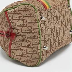 Pre Owned Dior Multicolor Oblique Canvas and Leather Trotter Rasta Bowler Bag