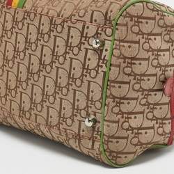 Pre Owned Dior Multicolor Oblique Canvas and Leather Trotter Rasta Bowler Bag