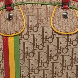 Pre Owned Dior Multicolor Oblique Canvas and Leather Trotter Rasta Bowler Bag