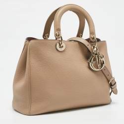 Pre Owned Dior Beige Leather Medium Diorissimo Shopper Tote