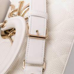 Dior White Medium Technical Fabric Macrocannage Lady D Joy Bag