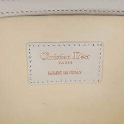 Dior White Medium Technical Fabric Macrocannage Lady D Joy Bag