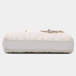 Dior White Medium Technical Fabric Macrocannage Lady D Joy Bag