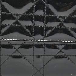 Dior Black Cannage Patent Leather Lady Dior French Wallet