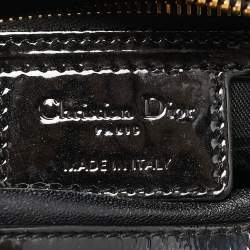 Pre Owned Dior Black Cannage Patent Leather Medium Lady Dior Tote