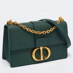 Dior Green Leather Montaigne 30 Flap Shoulder Bag