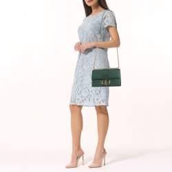Dior Green Leather Montaigne 30 Flap Shoulder Bag
