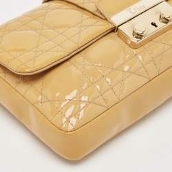 Dior Beige Cannage Patent Leather Miss Dior Promenade Chain Pouch