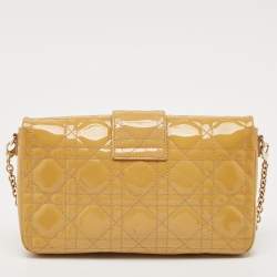Dior Beige Cannage Patent Leather Miss Dior Promenade Chain Pouch