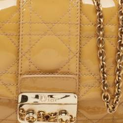 Dior Beige Cannage Patent Leather Miss Dior Promenade Chain Pouch