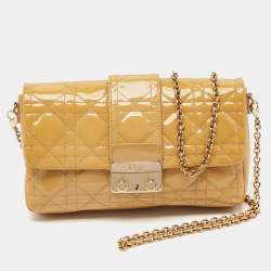 Dior Beige Cannage Patent Leather Miss Dior Promenade Chain Pouch