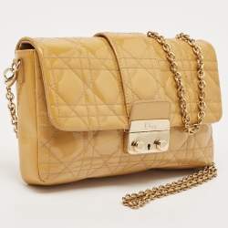 Dior Beige Cannage Patent Leather Miss Dior Promenade Chain Pouch