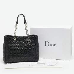Pre Owned Dior Black Cannage Leather Large Soft Lady Dior Shopper Tote