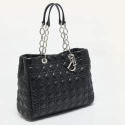 Pre Owned Dior Black Cannage Leather Large Soft Lady Dior Shopper Tote