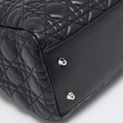 Pre Owned Dior Black Cannage Leather Large Soft Lady Dior Shopper Tote