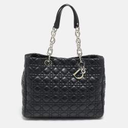 Pre Owned Dior Black Cannage Leather Large Soft Lady Dior Shopper Tote