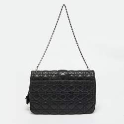 مملوكة مسبقًا Dior Black Cannage Leather Large Miss Dior Flap Bag