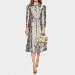 Pre Owned Dior Gold Cannage Leather Mini Lady Dior Tote