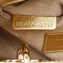 Pre Owned Dior Gold Cannage Leather Mini Lady Dior Tote