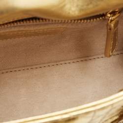 Pre Owned Dior Gold Cannage Leather Mini Lady Dior Tote