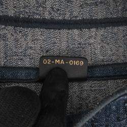 Pre Owned Dior Blue Embroidered Oblique Denim Saddle Bag