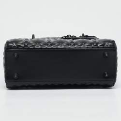 Dior Black Mat Diamond Cannage Leather Small Lady Dior My ABCDior Tote