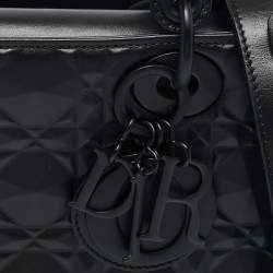Dior Black Mat Diamond Cannage Leather Small Lady Dior My ABCDior Tote