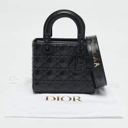 Dior Black Mat Diamond Cannage Leather Small Lady Dior My ABCDior Tote