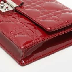 Dior Red Patent Leather Miss Dior Wallet On Chain Pouch