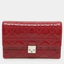 Dior Red Patent Leather Miss Dior Wallet On Chain Pouch