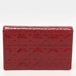 Dior Red Patent Leather Miss Dior Wallet On Chain Pouch