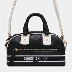 Dior Vibe Classic Bowling Bag Black/White Leather Size Small