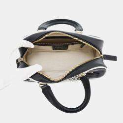 Dior Vibe Classic Bowling Bag Black/White Leather Size Small