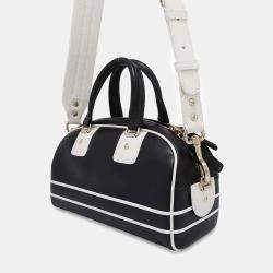 Dior Vibe Classic Bowling Bag Black/White Leather Size Small