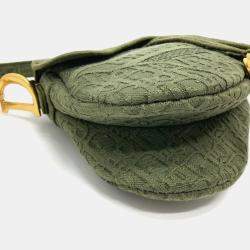 Pre Owned Dior Khaki Canvas Oblique Saddle Shoulder Bag