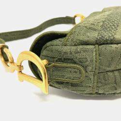 Pre Owned Dior Khaki Canvas Oblique Saddle Shoulder Bag