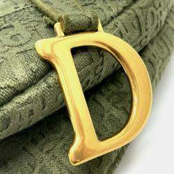 Pre Owned Dior Khaki Canvas Oblique Saddle Shoulder Bag