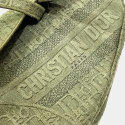Pre Owned Dior Khaki Canvas Oblique Saddle Shoulder Bag