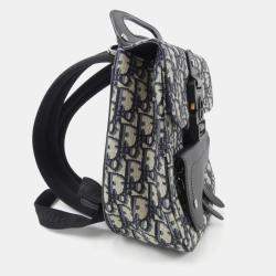 Dior Navy Blue Canvas Saddle Backpack